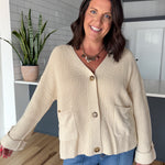 Oversized V Neck Cardigan- Cream - Ana Patricia Boutique
