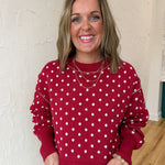 Polka Dot Sweater- Red - Ana Patricia Boutique