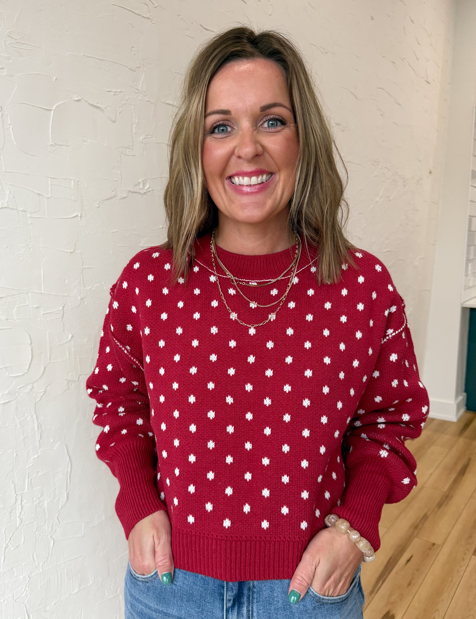 Polka Dot Sweater- Red - Ana Patricia Boutique