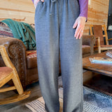 Wide Leg Sweatpants- Ash Black