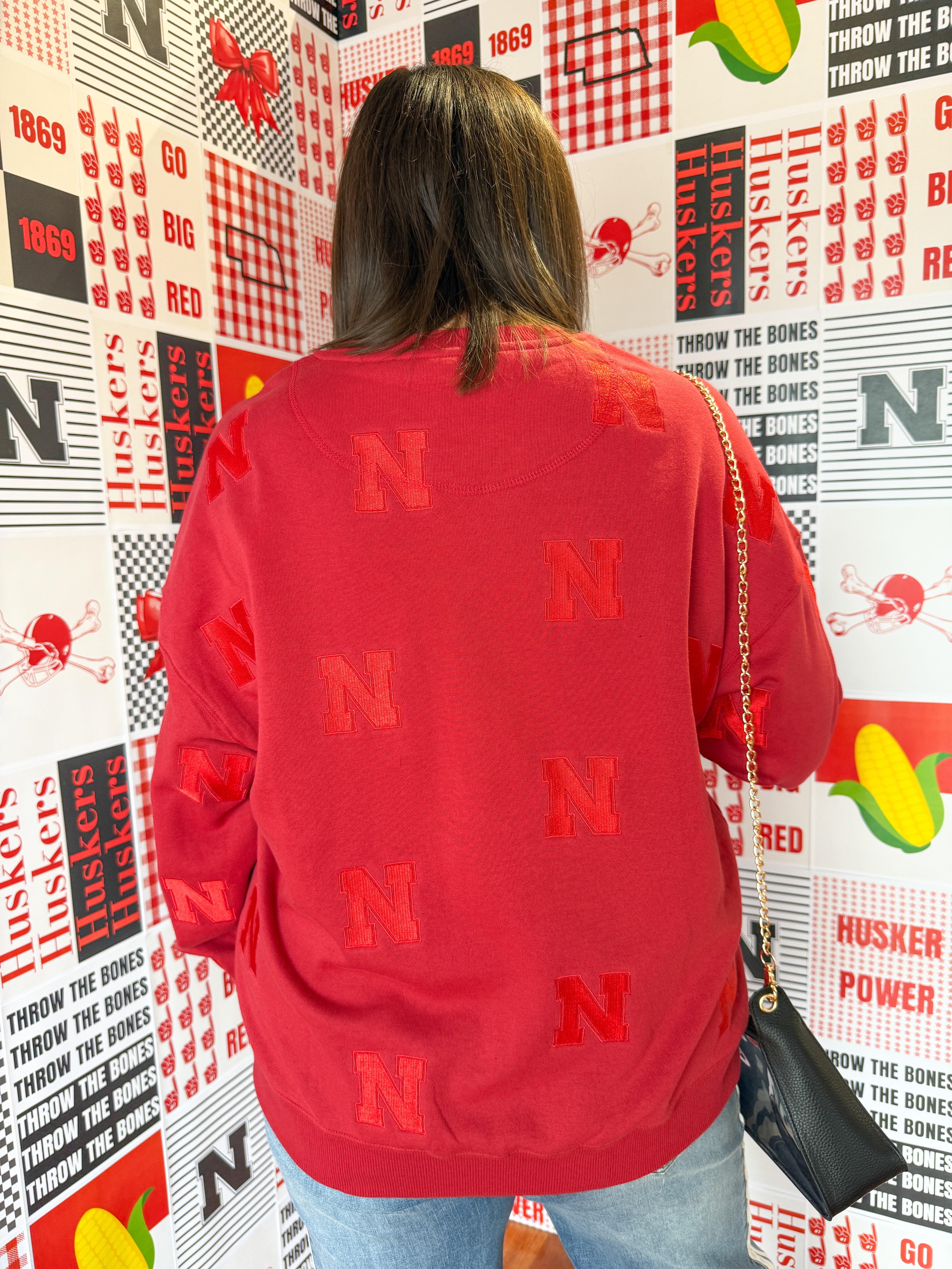 Nebraska Ritter Crewneck- Red - Ana Patricia Boutique
