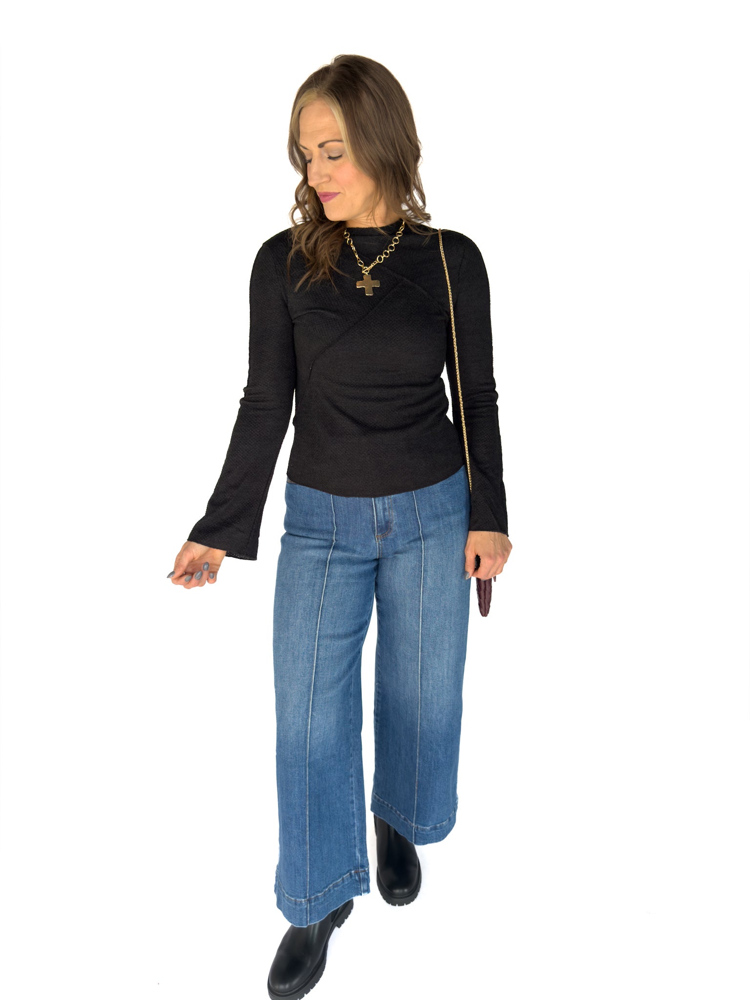 Raglan Long Sleeve Top- Black - Ana Patricia Boutique