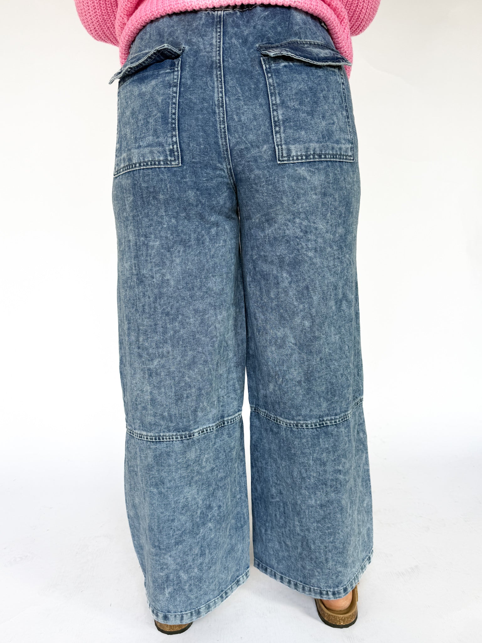 Wide Leg Denim Pants- Blue - Ana Patricia Boutique