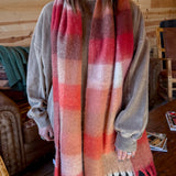 Oblong Plaid Scarf- Rust