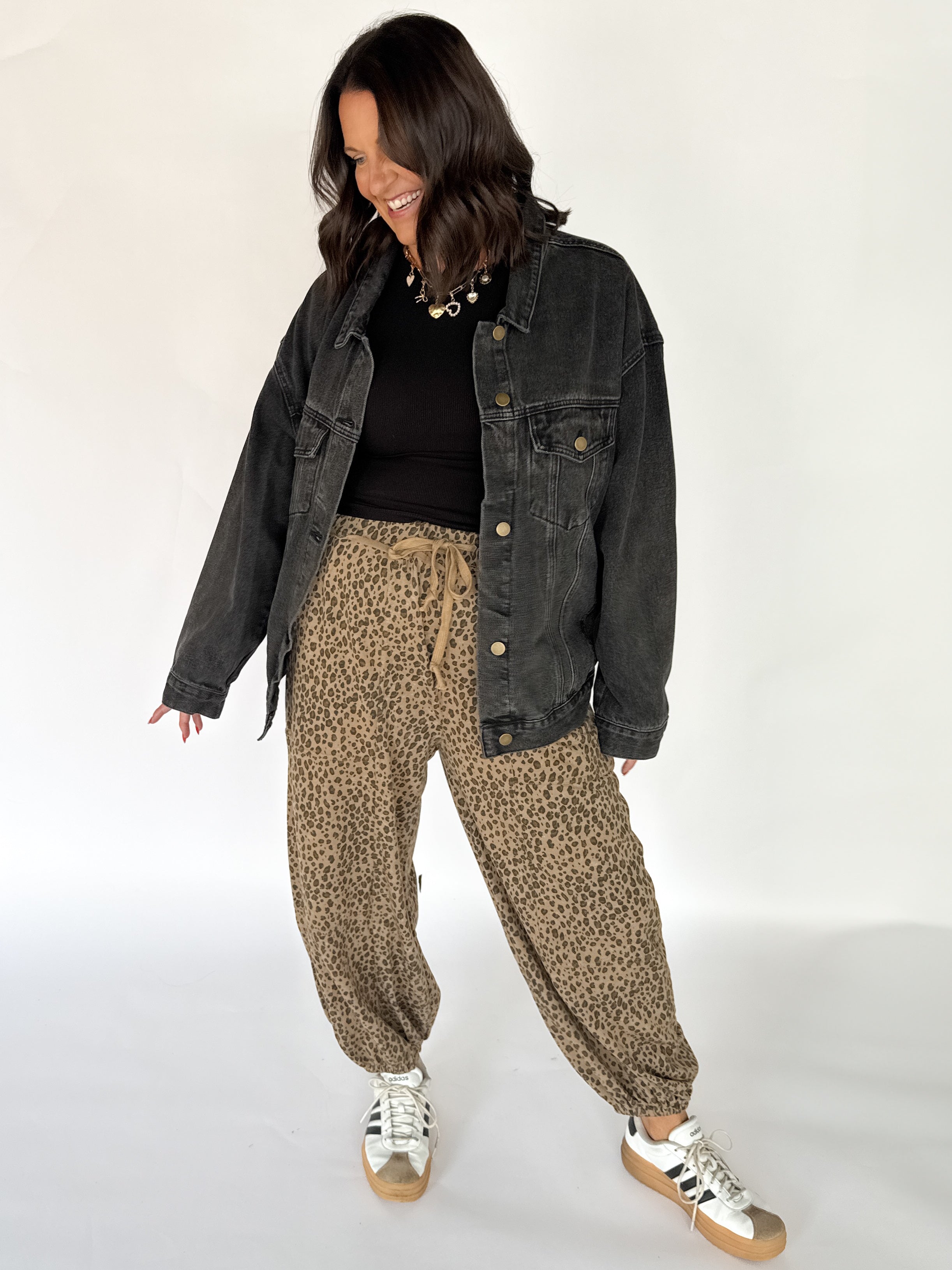 Boxy Cut Denim Jacket- Charcoal - Ana Patricia Boutique