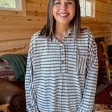 Textured Stripe Top- Olive