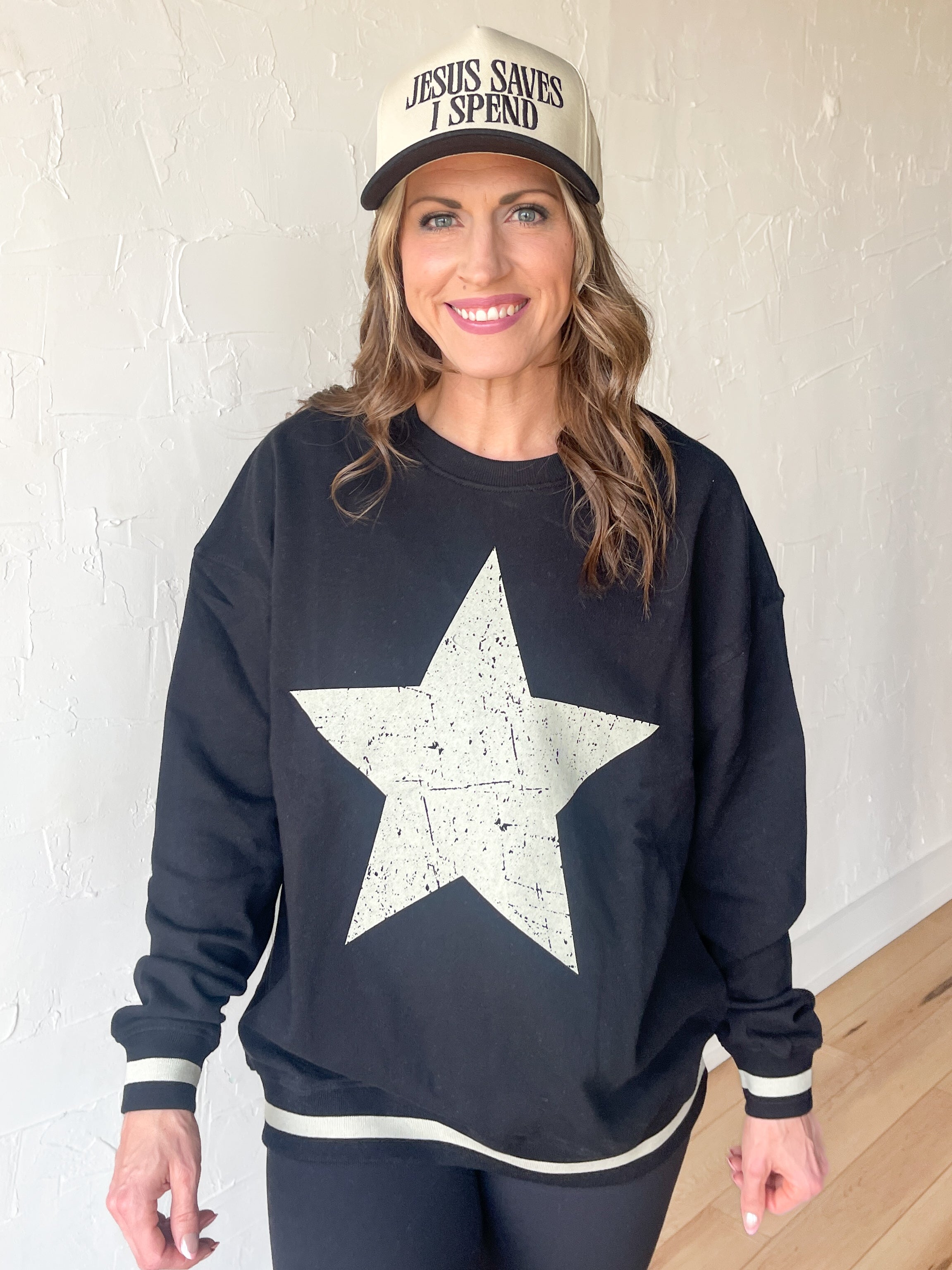 Vintage Star Pullover- Black - Ana Patricia Boutique