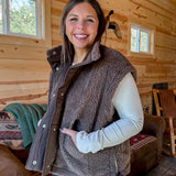 Oversized Sherpa Vest- Brown