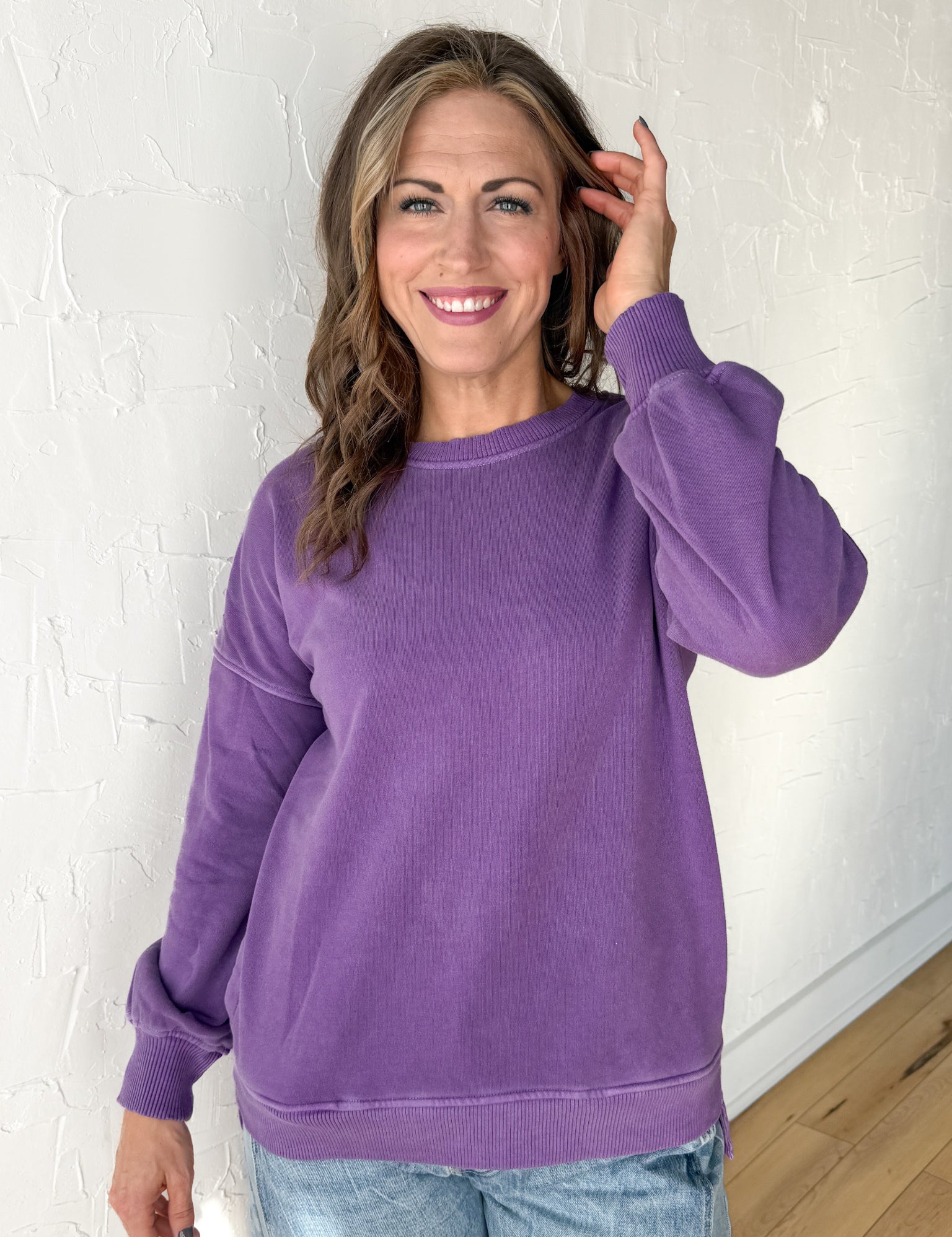 Hi-Lo Hem Pullover- Purple - Ana Patricia Boutique
