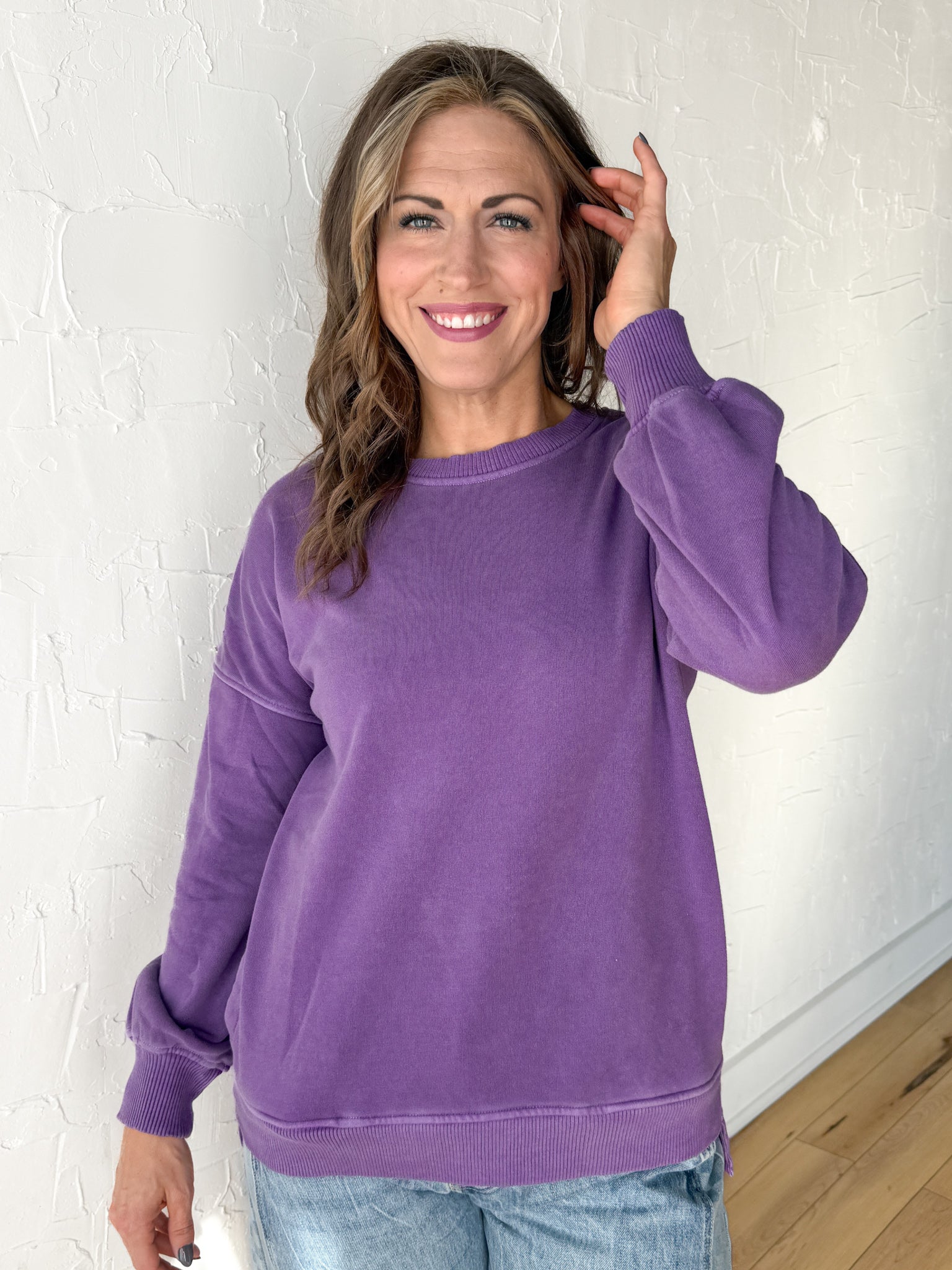 Hi-Lo Hem Pullover- Purple - Ana Patricia Boutique