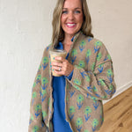 Floral Sherpa Jacket- Mocha - Ana Patricia Boutique