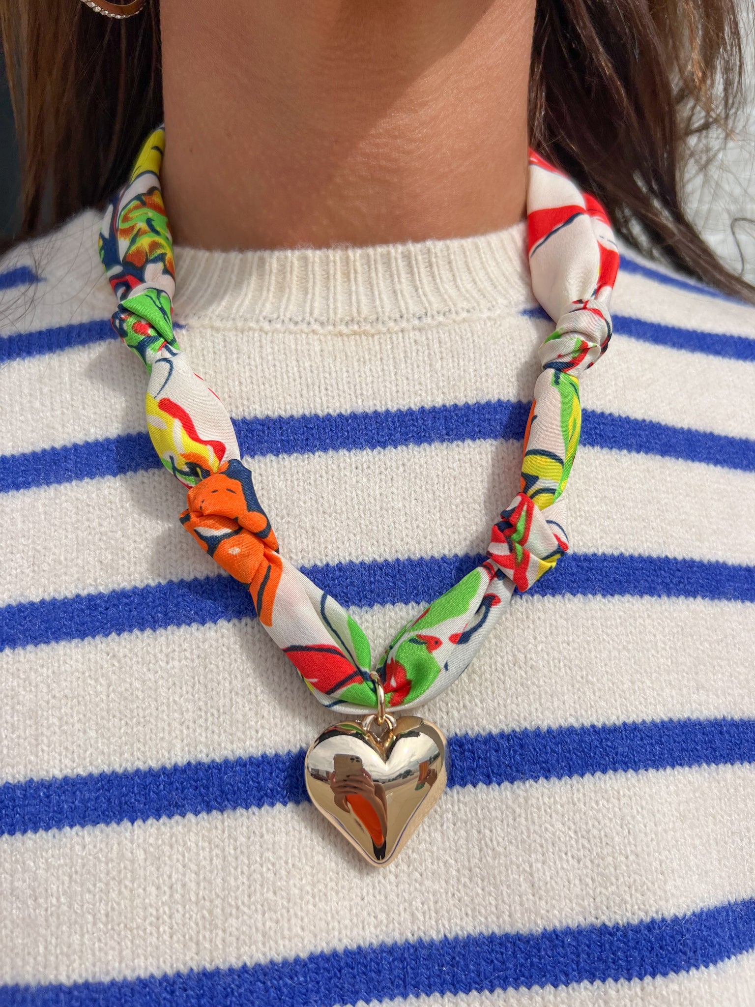 Scarf Necklace- Orange - Ana Patricia Boutique