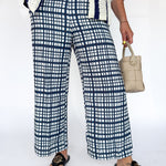 Check Plaid Print Pants- Navy - Ana Patricia Boutique