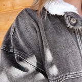 Sherpa Collared Oversized Jacket- Charcoal
