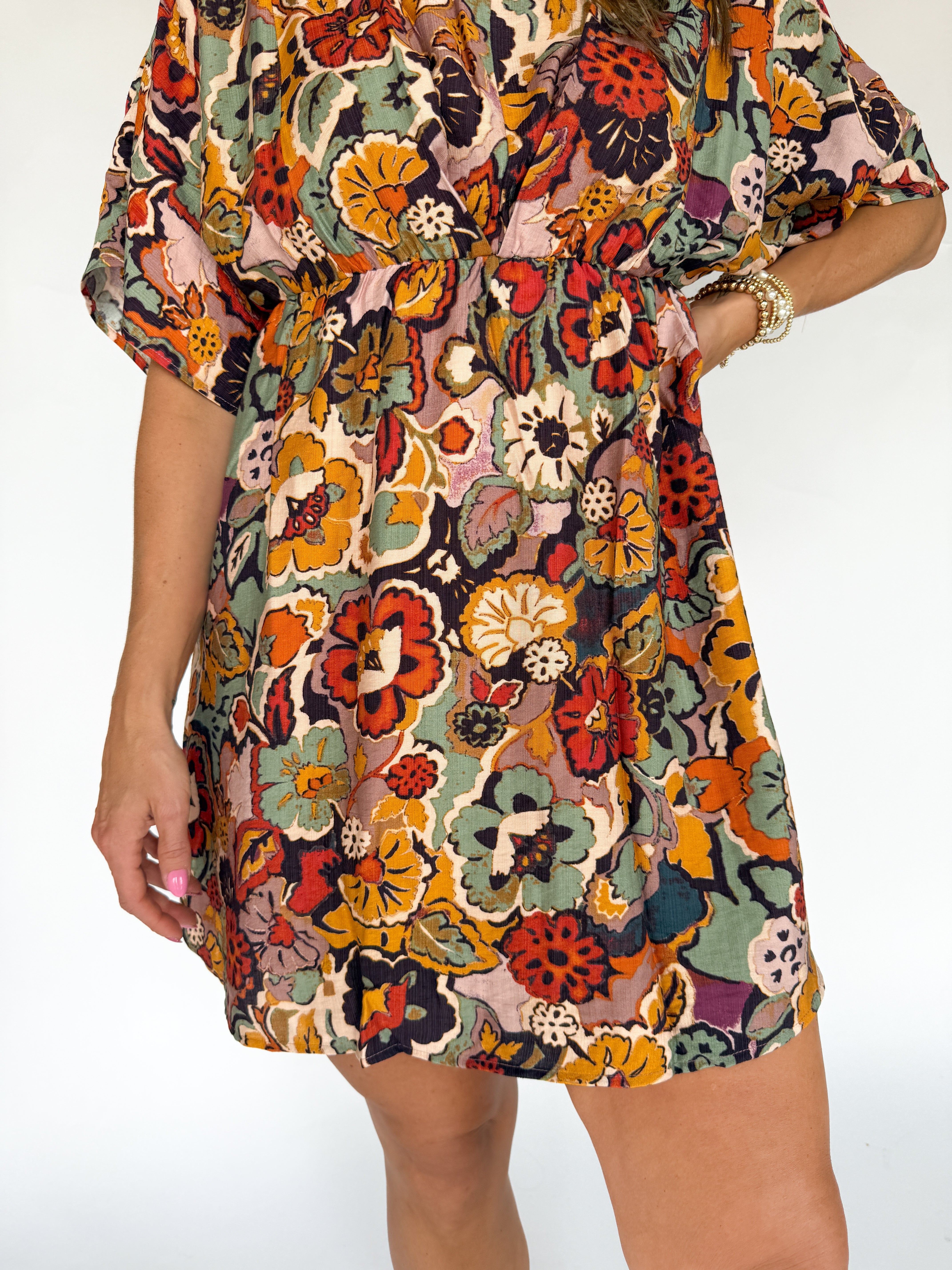 Kimono Sleeve Floral Dress - Ana Patricia Boutique