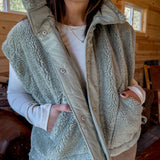 Oversized Sherpa Vest- Olive