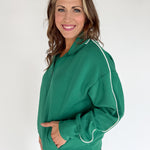 Scuba Piping Quarter Zip- Green/Cream - Ana Patricia Boutique