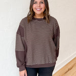 Contrasting Stripe Top- Brown - Ana Patricia Boutique