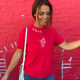 Go Big Red Embroidered Tee - Ana Patricia Boutique