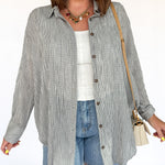Soft Check Oversized Button Up-Blk/Wht - Ana Patricia Boutique