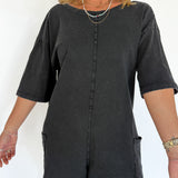 V Back Romper- Black - Ana Patricia Boutique