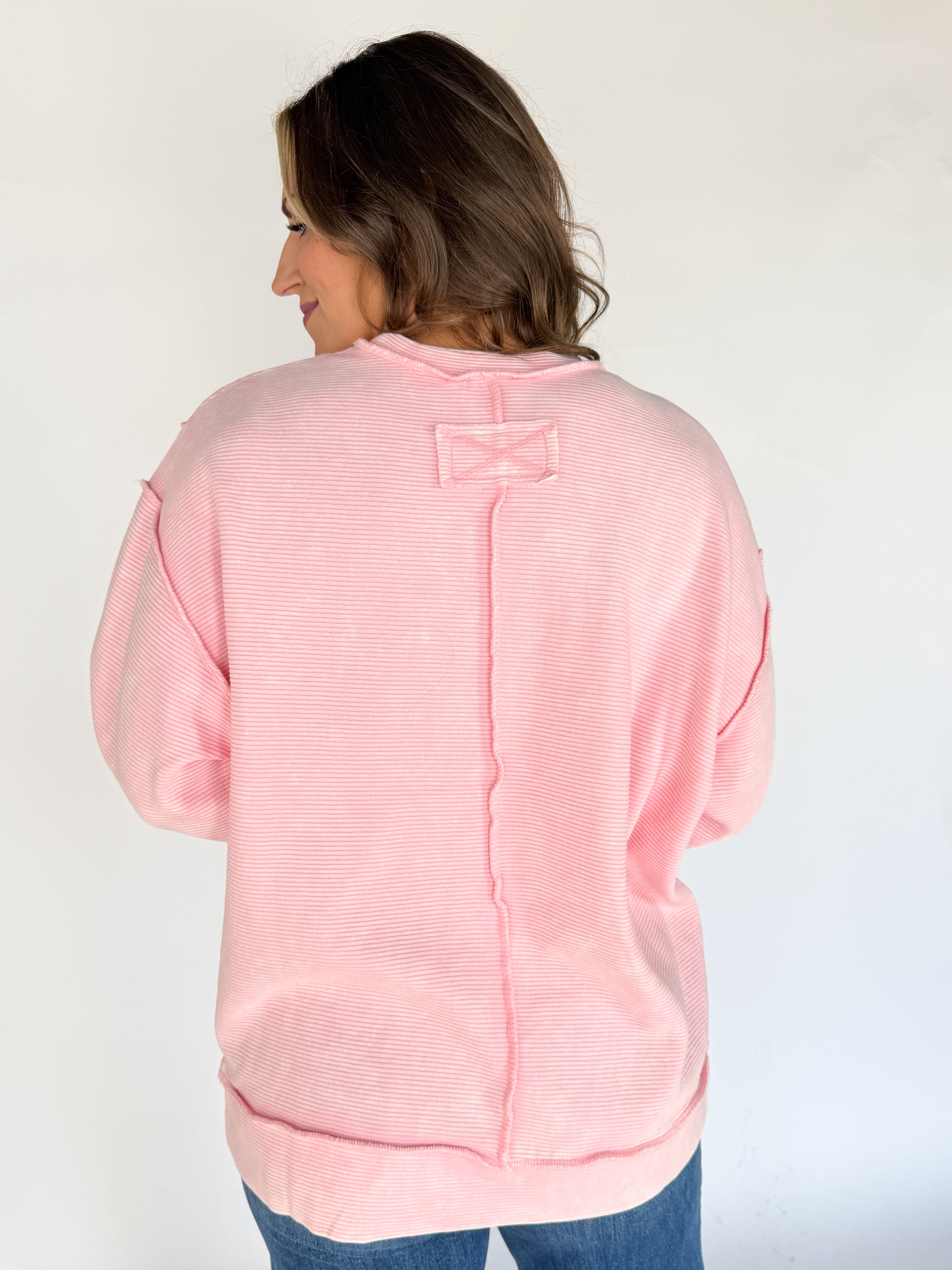 Double Ribbed Pullover- Pink - Ana Patricia Boutique