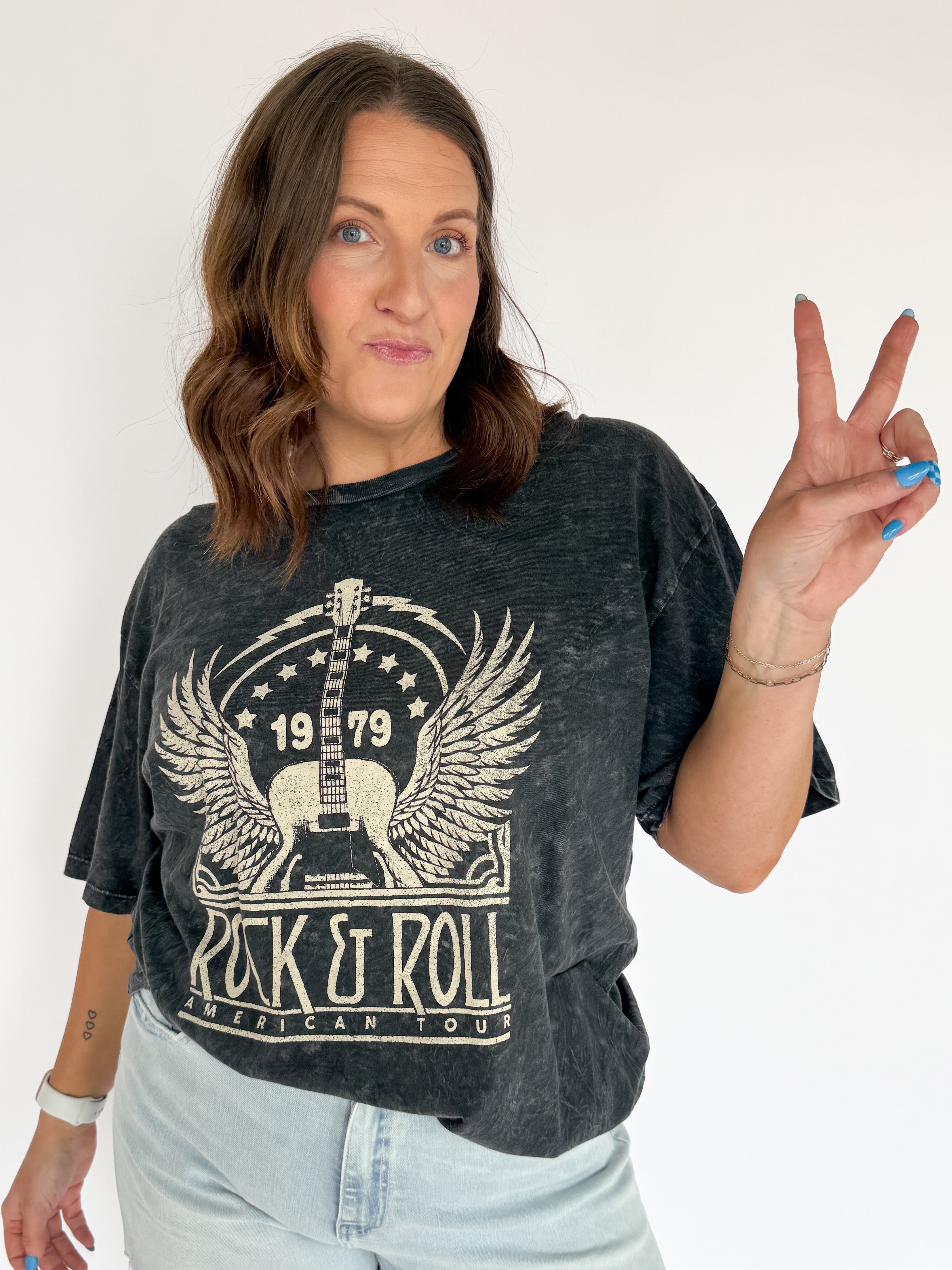 Rock N Roll Graphic Tee- Black - Ana Patricia Boutique