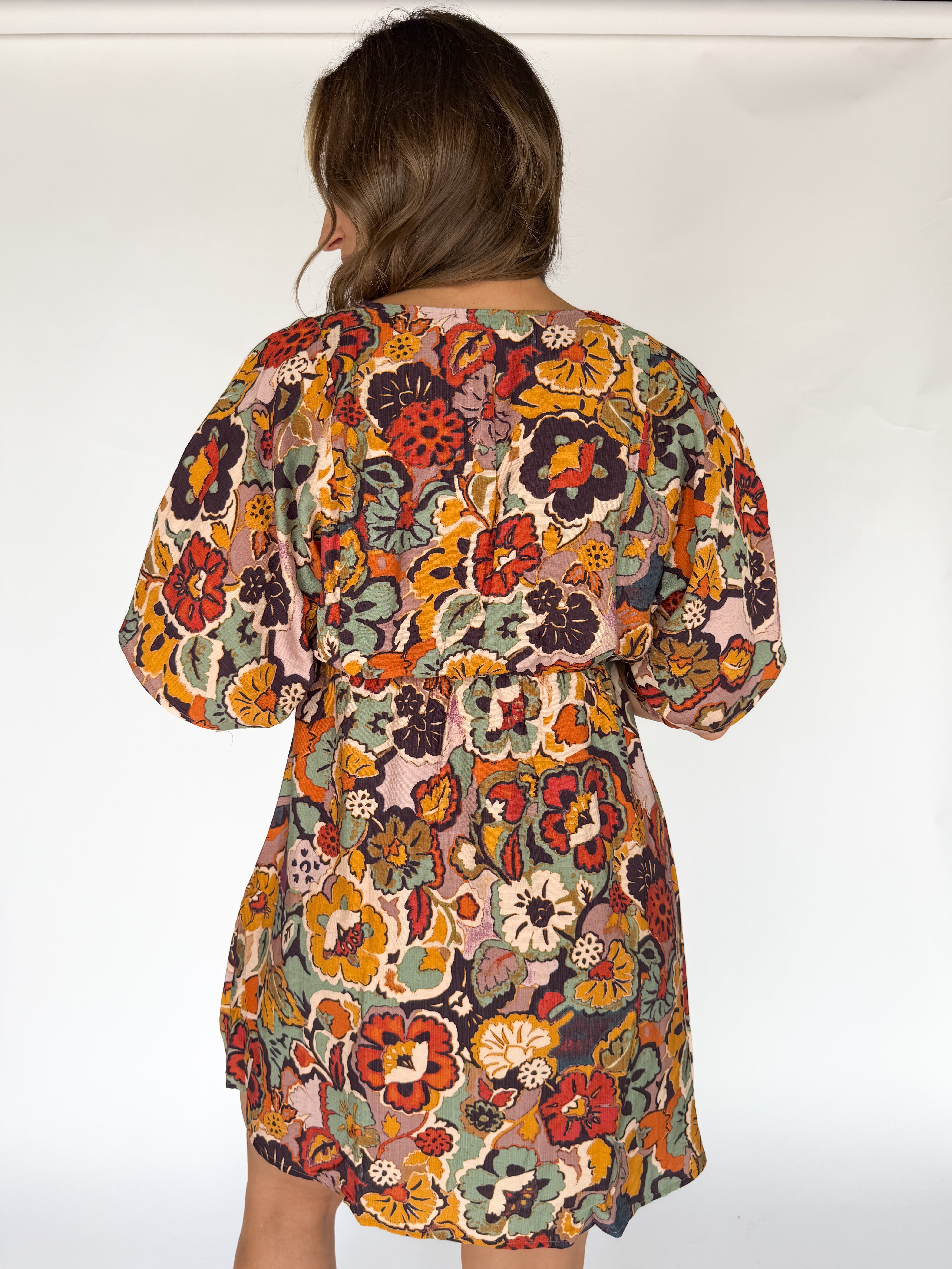 Kimono Sleeve Floral Dress - Ana Patricia Boutique