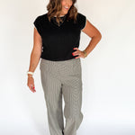 Pleated Check Pants-Beige/Grey - Ana Patricia Boutique