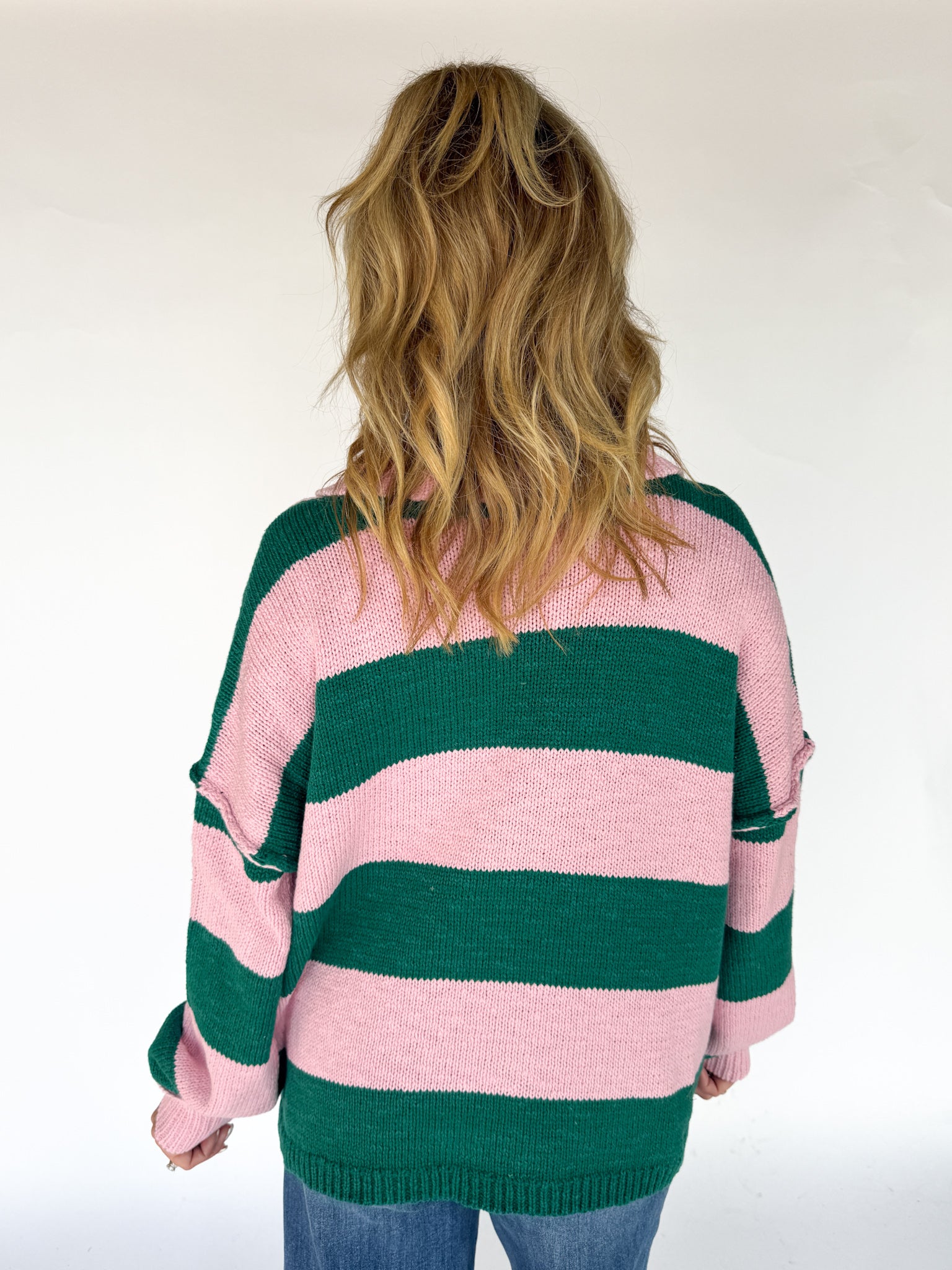 Bold Stripe Sweater- Pink/Green - Ana Patricia Boutique