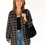 Plaid Brushed Jacket-Black/White - Ana Patricia Boutique