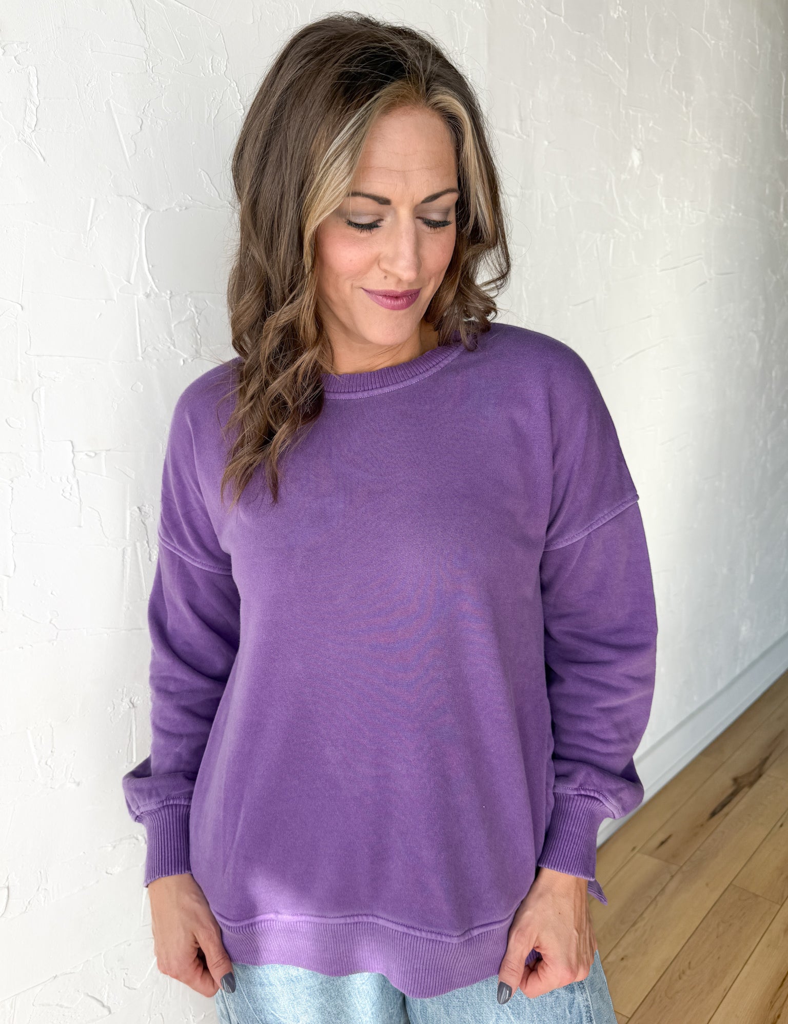 Hi-Lo Hem Pullover- Purple - Ana Patricia Boutique