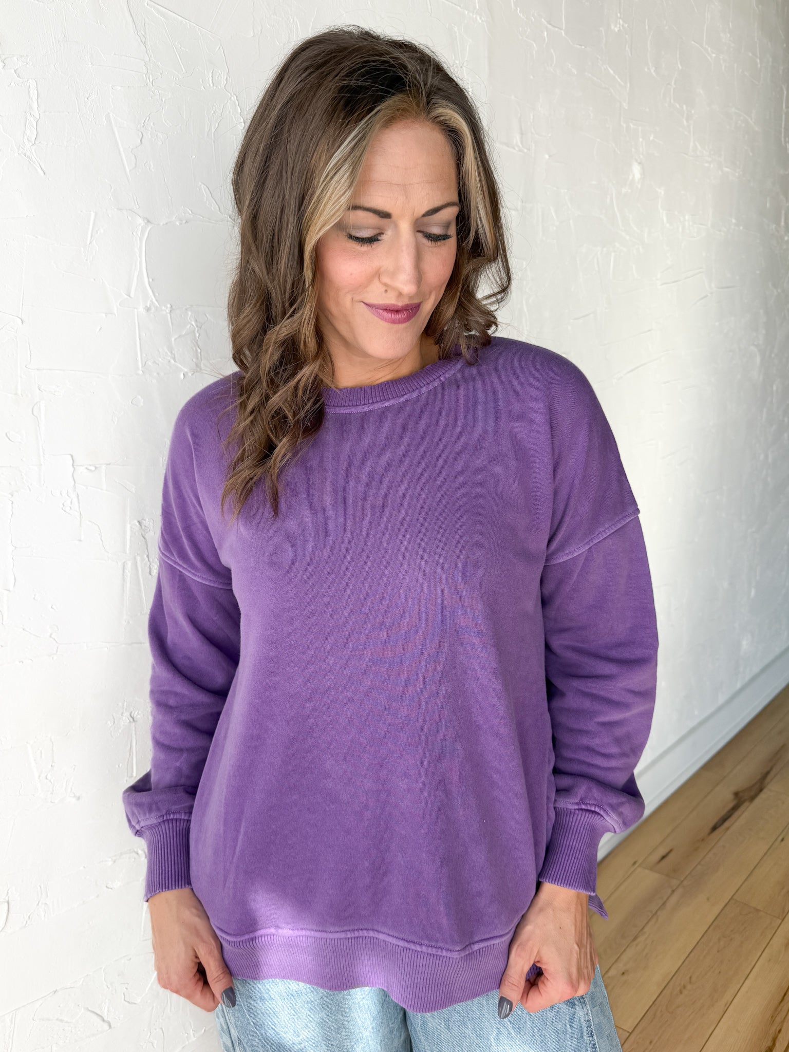 Hi-Lo Hem Pullover- Purple - Ana Patricia Boutique