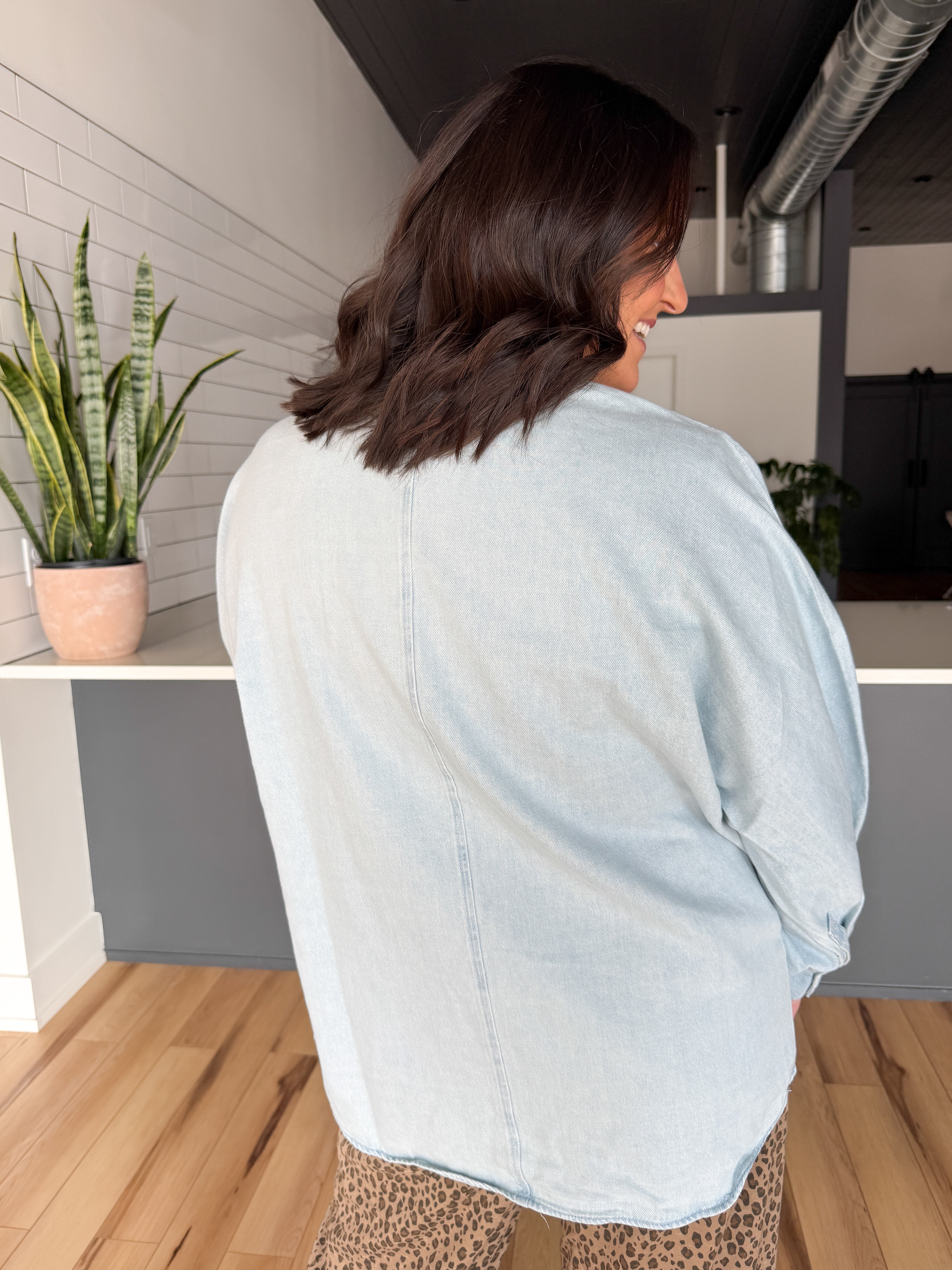 Balloon Sleeve Denim Top - Ana Patricia Boutique