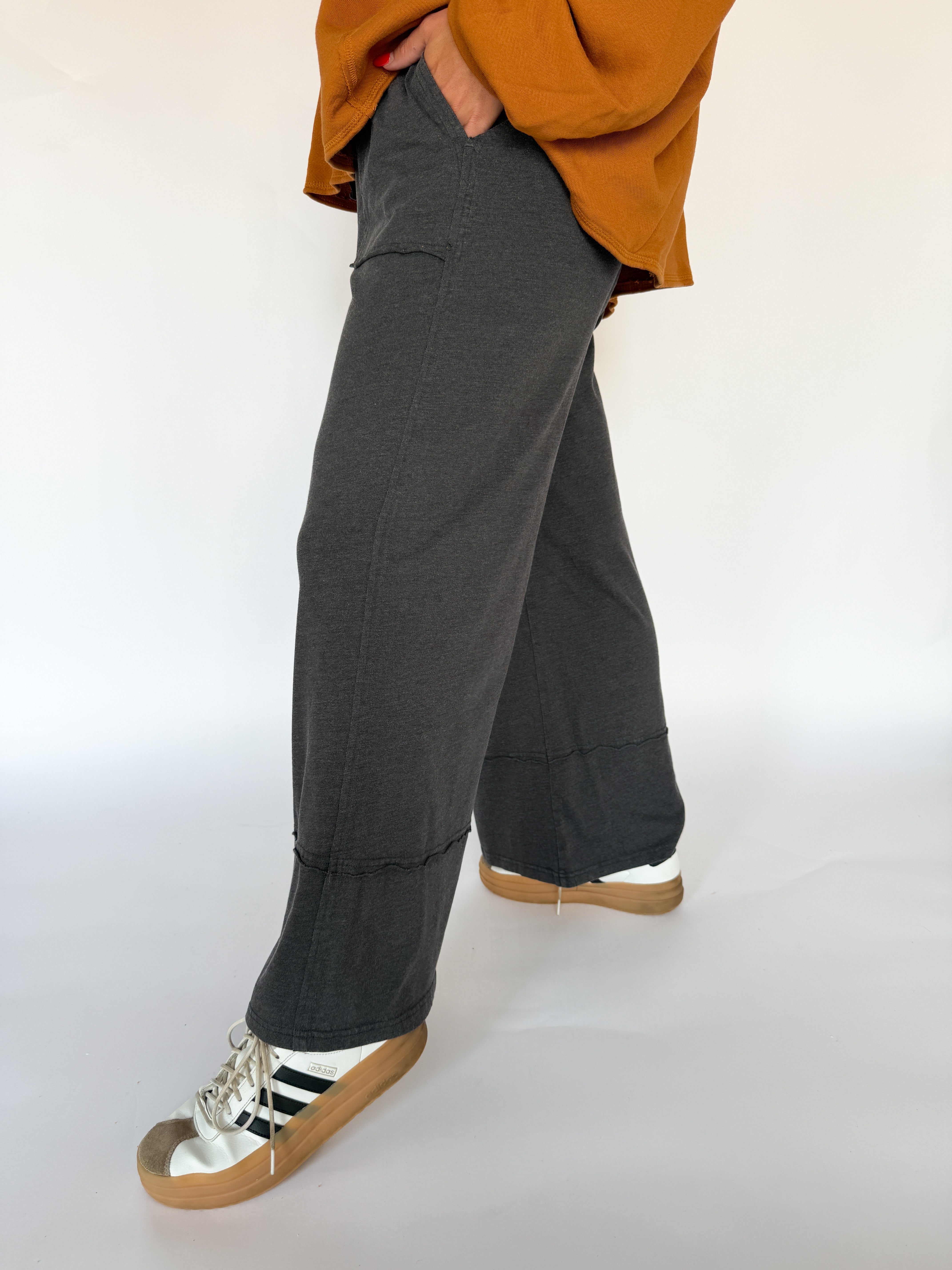 Cotton Slub Lounge Pant-Charcoal - Ana Patricia Boutique