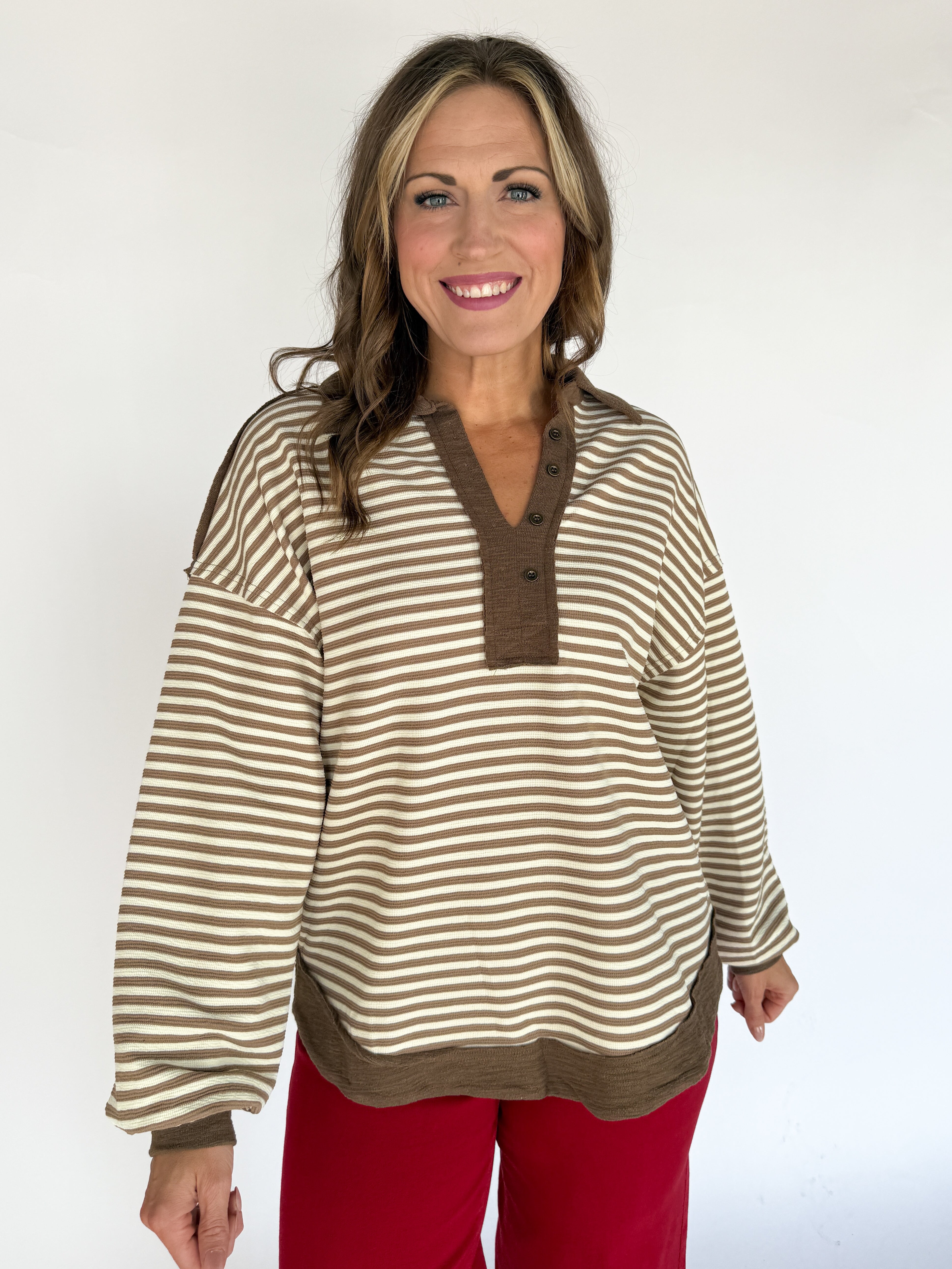 Slub Knit Top- Mocha - Ana Patricia Boutique