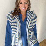 Stripe Zip Up Vest- Blue - Ana Patricia Boutique