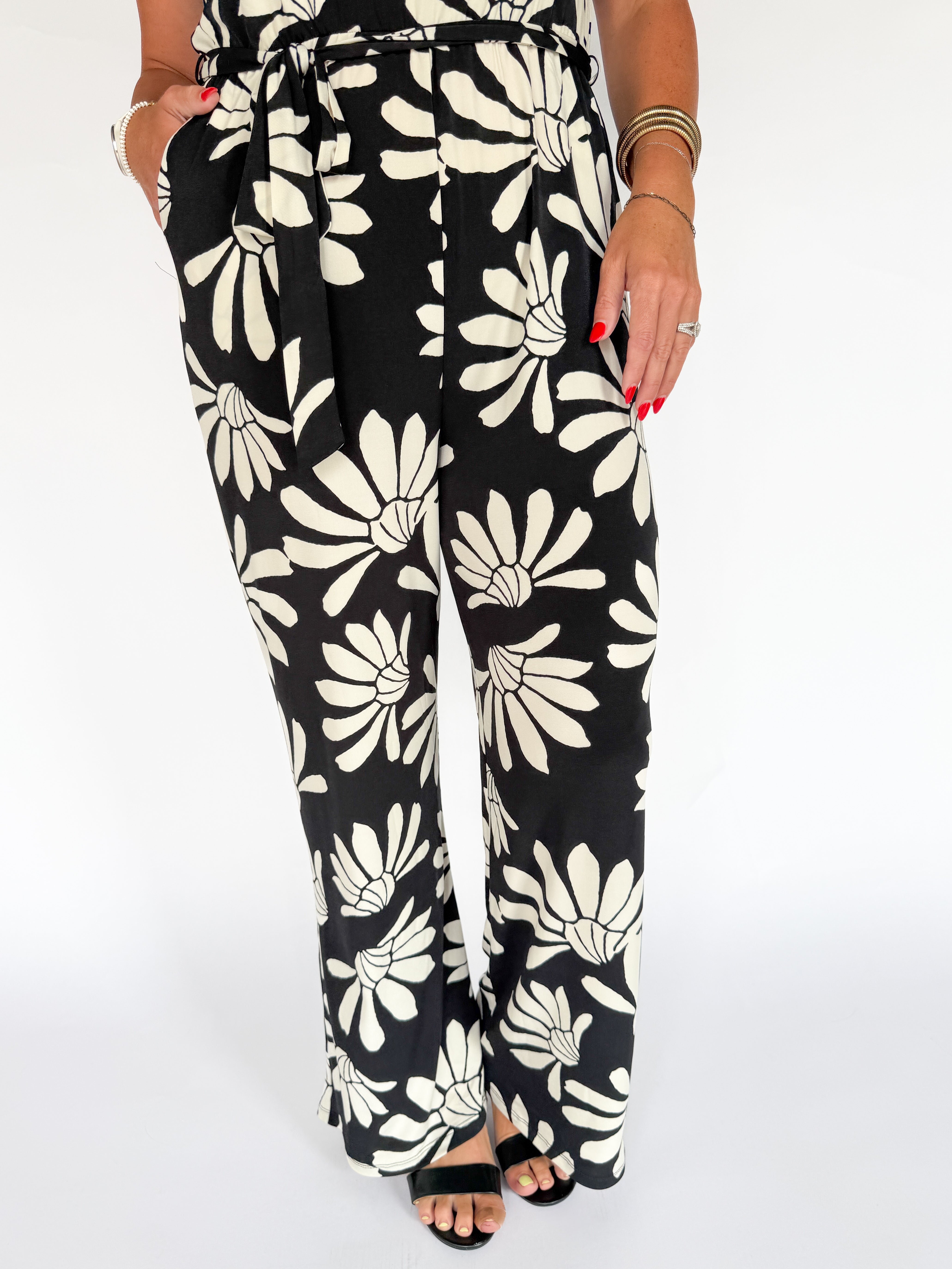 One Shoulder Wide Leg Jumpsuit- Black - Ana Patricia Boutique