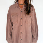 Mineral Wash Shacket-Chestnut - Ana Patricia Boutique
