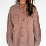 Mineral Wash Shacket-Chestnut - Ana Patricia Boutique