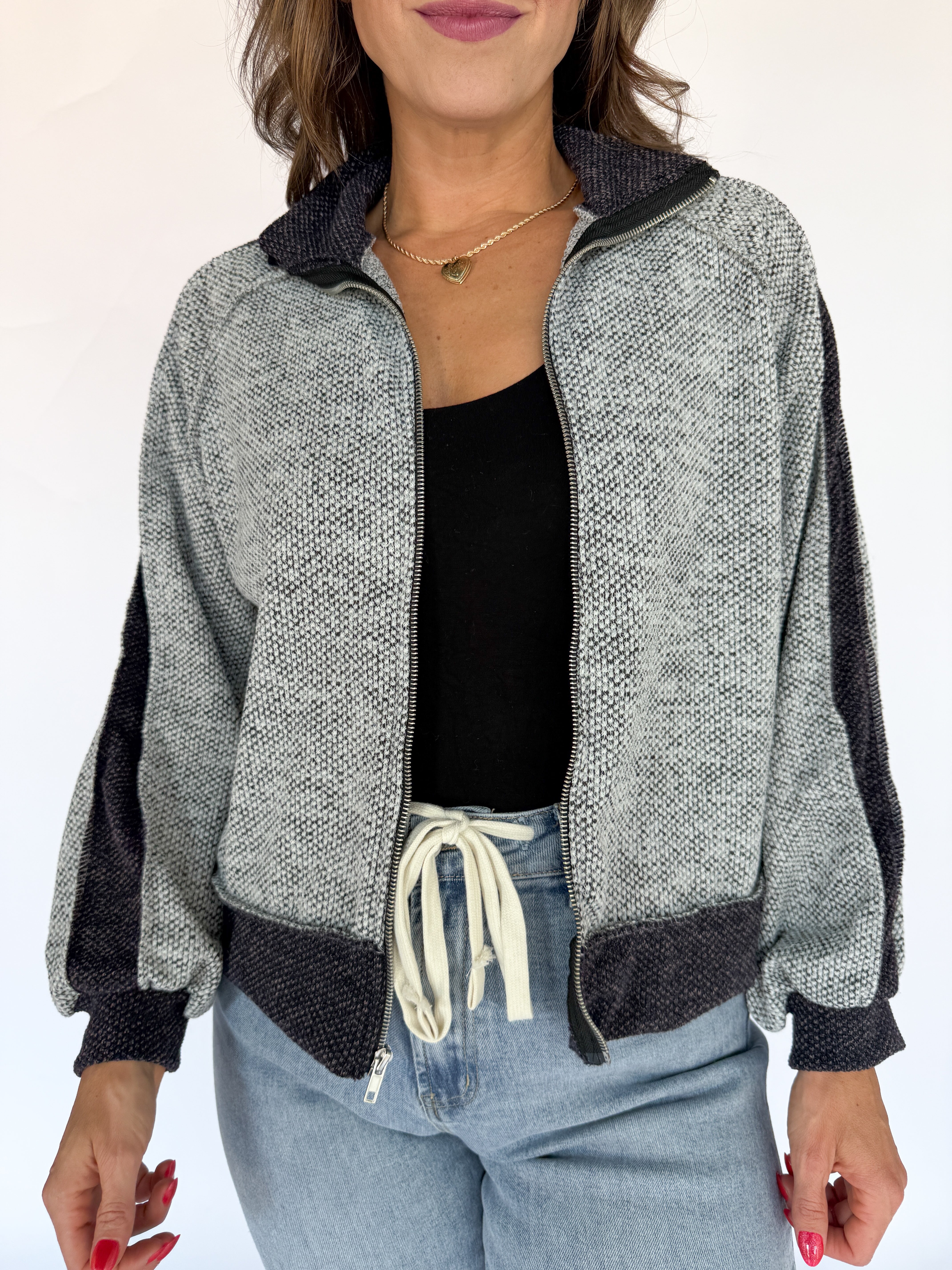 Two Tone Jacquard Jacket-Black - Ana Patricia Boutique