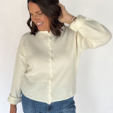 Classic Button Cardigan Top- Ivory - Ana Patricia Boutique