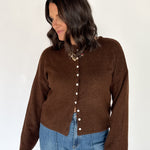 Classic Button Cardigan Top- Chocolate - Ana Patricia Boutique