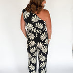 One Shoulder Wide Leg Jumpsuit- Black - Ana Patricia Boutique
