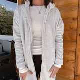 Longline Zip Up Jacket- H. Grey