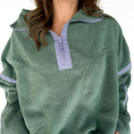 Fleece Half Zip Pullover- Green - Ana Patricia Boutique