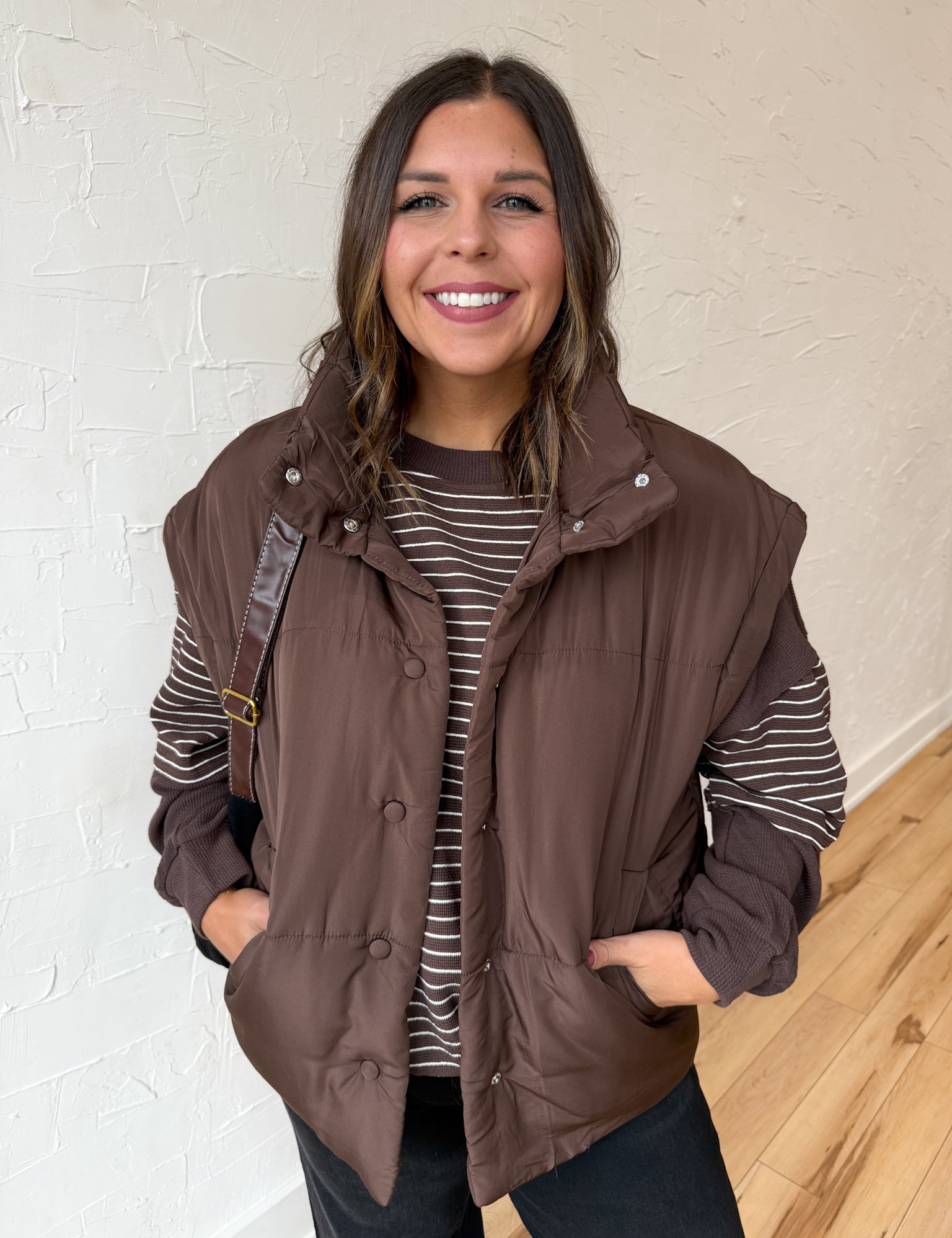 Oversized Puffer Vest- Brown - Ana Patricia Boutique