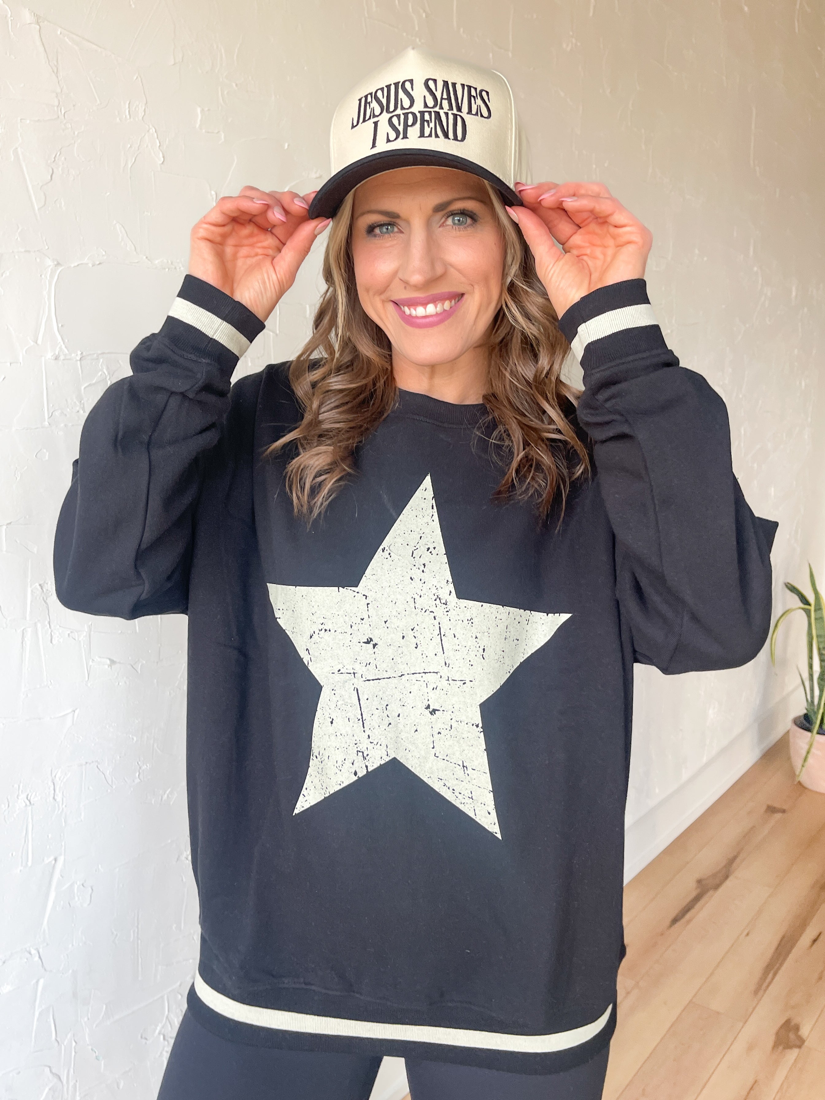 Vintage Star Pullover- Black - Ana Patricia Boutique
