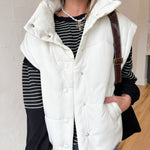 Oversized Puffer Vest- Cream - Ana Patricia Boutique
