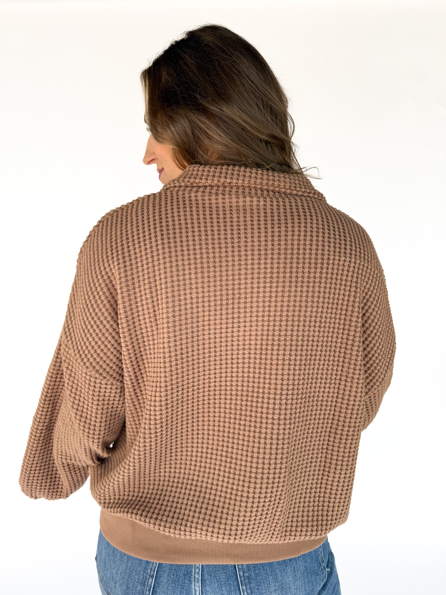 Half Button Waffle Knit Pullover - Ana Patricia Boutique